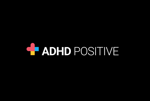 The image shows ADHD Positive logo on a black background